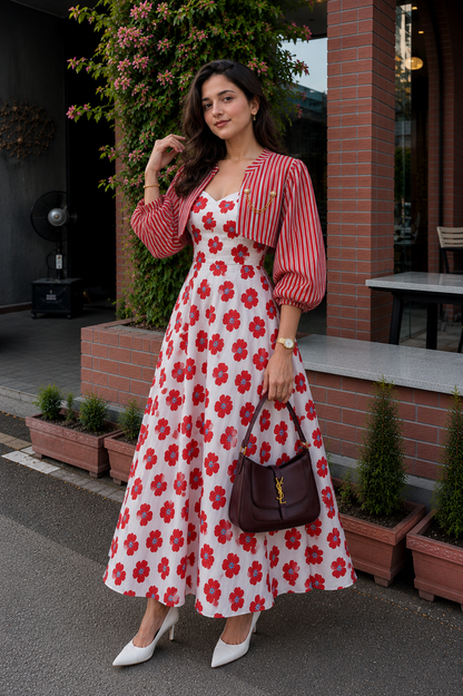Scarlet Stripe Dress Set