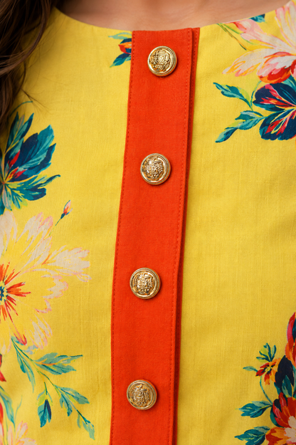 Citron Floral Dress